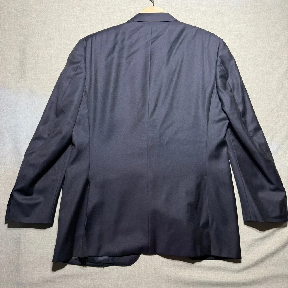 Canali Suit Men 44 - 37x33 Navy Blue Solid LS 2-Button Wool Italian Luxury